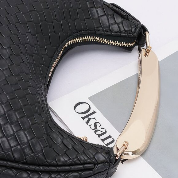 Embossed Faux Leather Metal Handle Bag - Picture 5 of 8